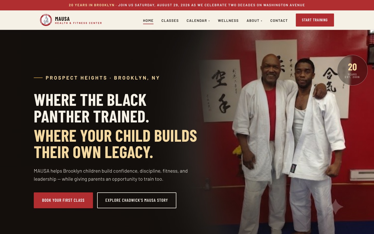 MAUSA Health & Fitness Center website, built by AIOS