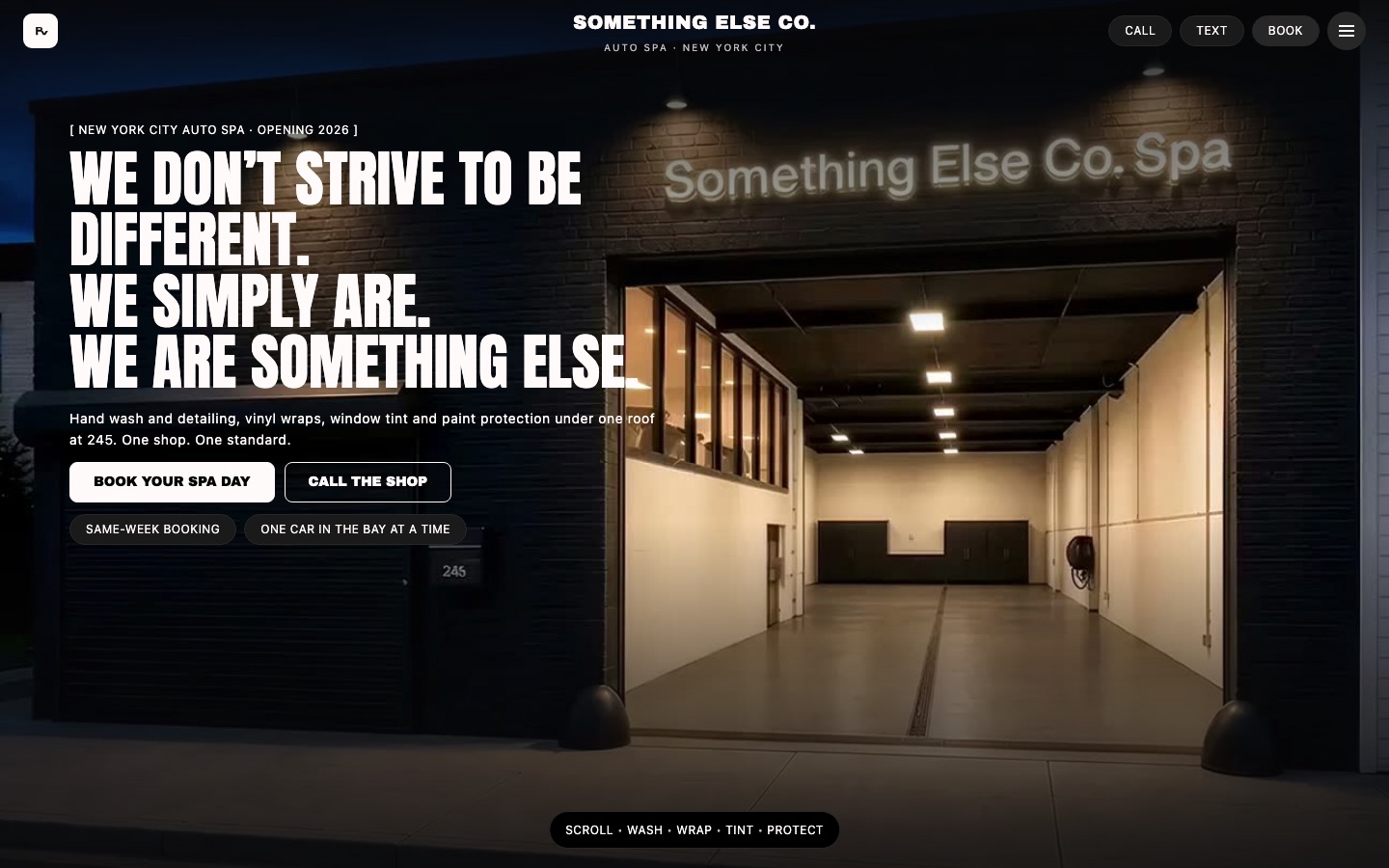 Something Else Co. auto spa website, built by AIOS